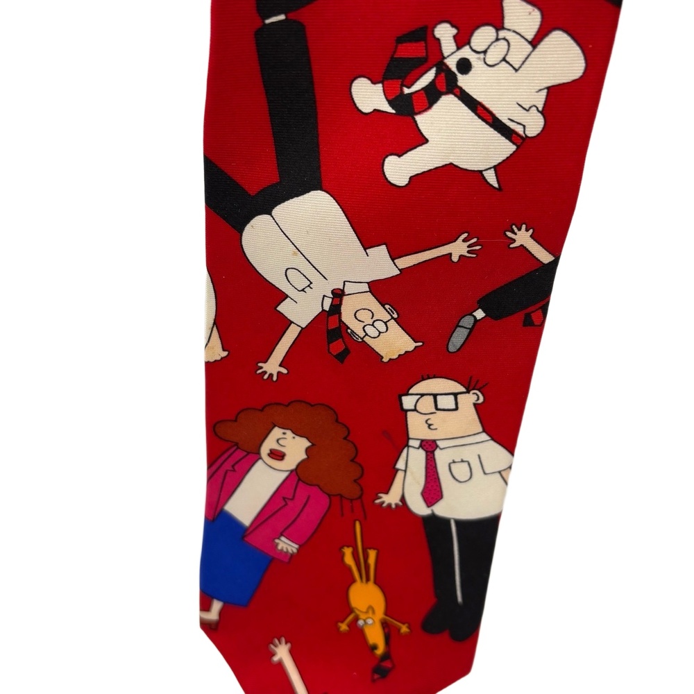 RM Style Necktie Mens Size 59 x 3.5 Red  Dilbert Theme Vintage Comic